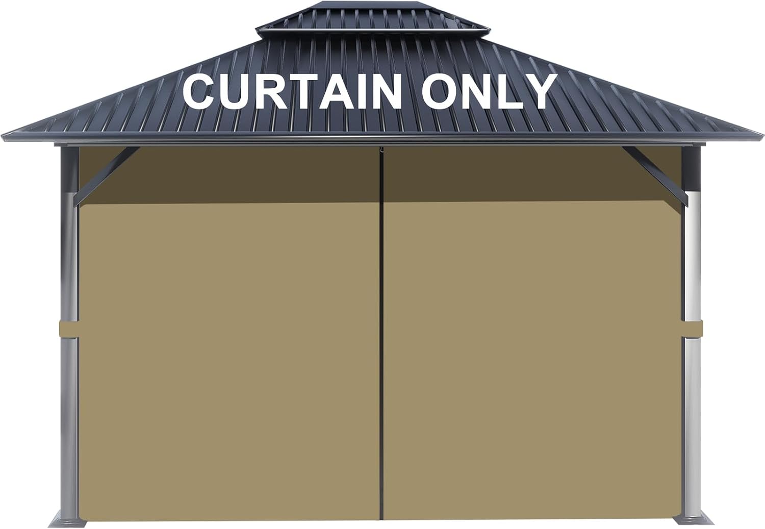 BPS 12' x 16' Gazebo Privacy Curtains with Double Zipper, 4-Panels Side Wall Universal Gazebo Side Panels Replacement for Patio, Outdoor Canopy, Garden and Backyard (Curtain Only)