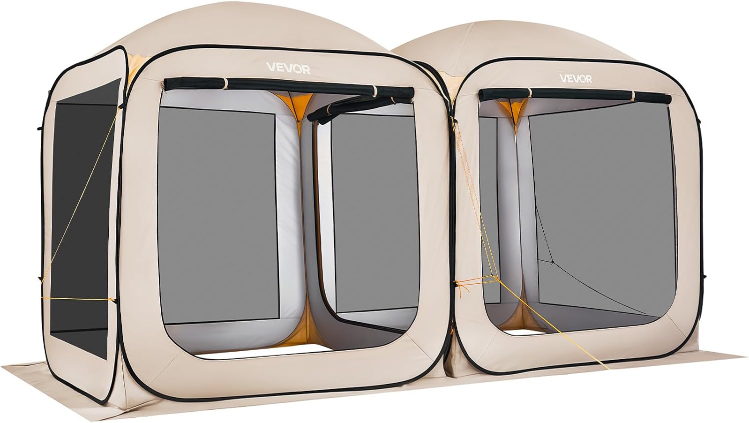 VEVOR Pop up Screen House Tent, 12 x 6 ft, 2 in 1 Screen Gazebo, Portable Screened in Canopy with Carry Bag, Netting Sides, Ground Stakes, for Garden, Patio, Backyard, and Outdoor Activities, Beige