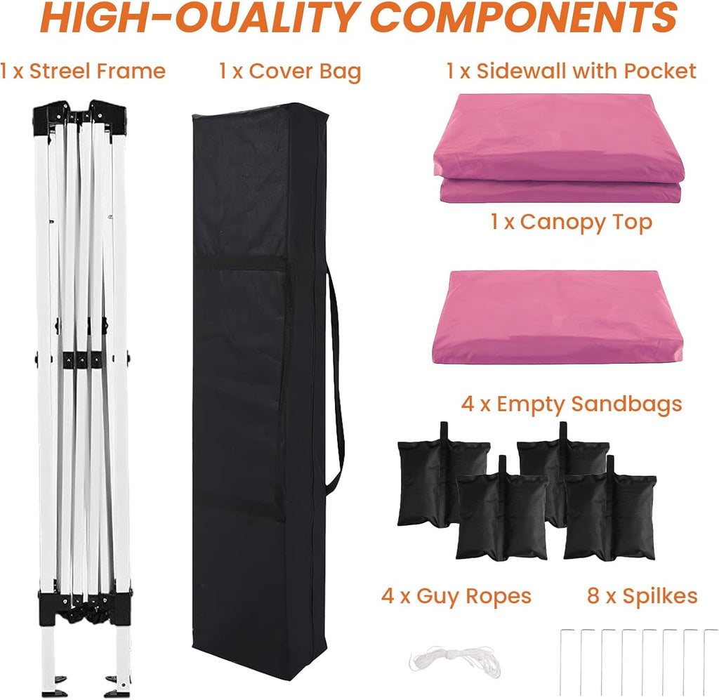 10x10 Pop Up Canopy Outdoor Party Tent with 4 Sidewalls, Outdoor Wedding Party Tent Waterproof UV50 Commercial Canopy Event Shelter Gazebo Tents for Parties, 4 pcs Weight Bag,Carry Bag