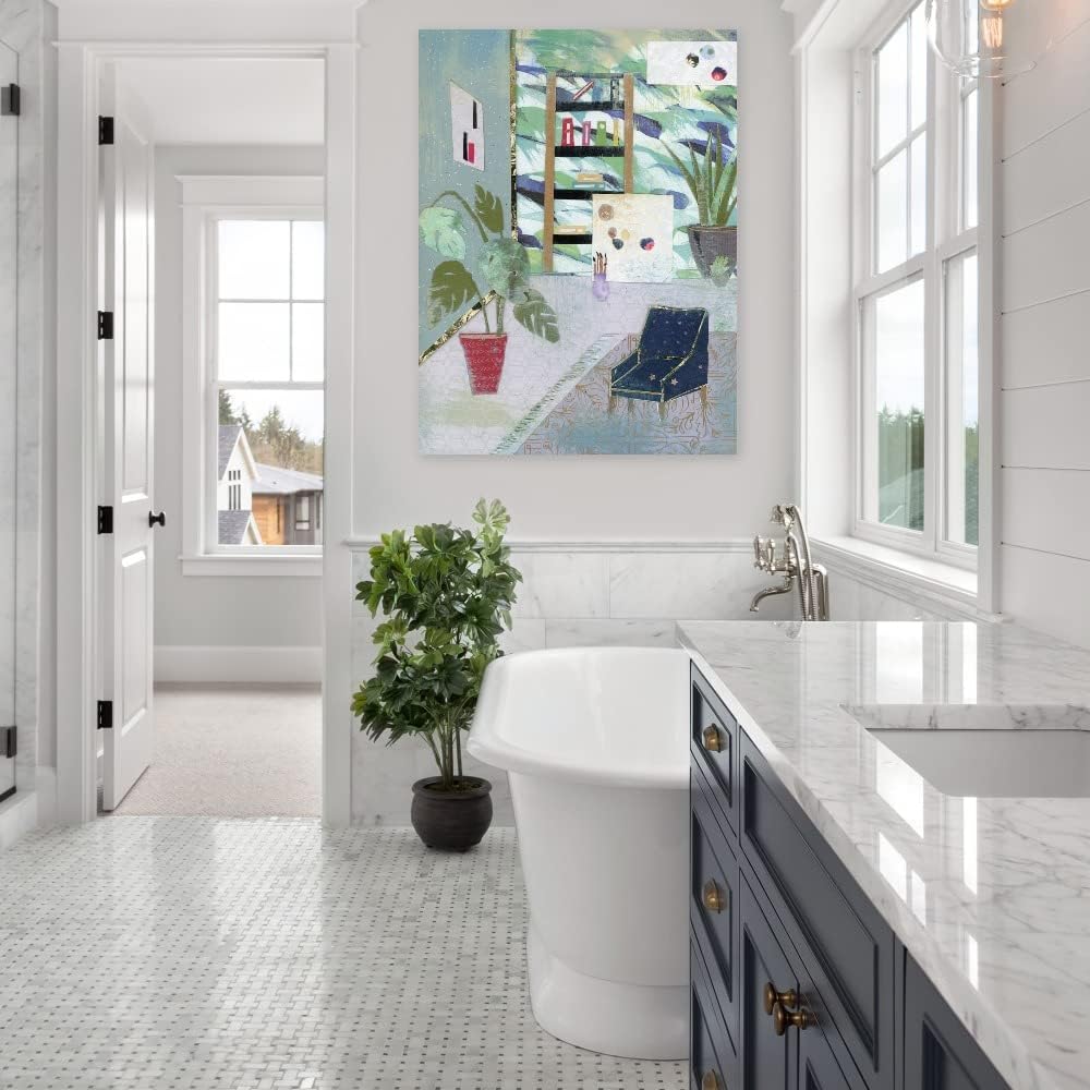 Fine Art Canvas Artist's Studio Canvas Wall Decor by Artist Jenny McGee for Living Room, Bedroom, Bathroom, Kitchen, Office, Bar, Dining & Guest Room - Ready to Hang - 35 in x 46 in
