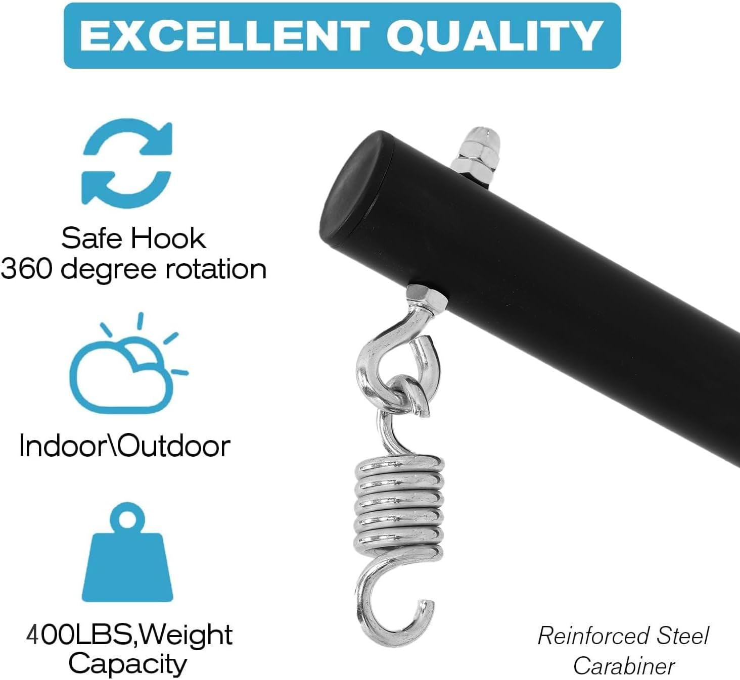 HCY Hammock Chair Stand Only C Stand Hanging Stand Heavy Duty 360 Degree Rotation for Loungers,Yard,Garden, Patio,Bedroom Indoor Outdoor- Black