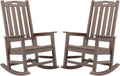 Psilvam Oversized Outdoor Rocking Chair Set of 2, Porch Rocker with 21' Wide Seat and 32' Tall Backrest, Pre-Assembled with Most Components for Effortless Installation (Brown)