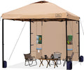 KAMPKEEPER 10x10 Easy Pop Up Canopy Tent with Sidewalls, Instant Outdoor Shade Shelter with Removable 10FT Sun Walls, Quick Setup Waterproof and UV-Resistant for Patio (Khaki, 10x10FT with 1 sidewall)