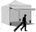 10x10 Pop up Canopy Tent with Awning Easy up Canopy with Wheel Bag Heavy Duty Waterproof Canopy Commercial Gazebo Tent for Outdoors Parties Vendors (Light Grey)