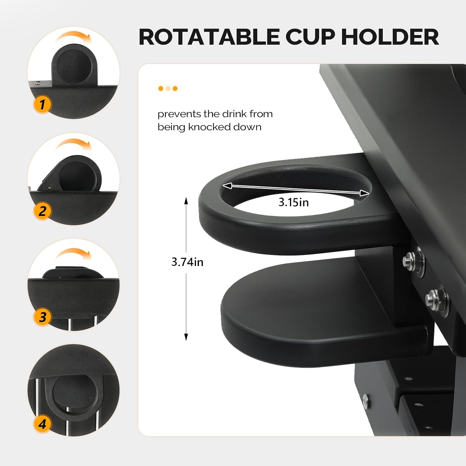 VINGLI Heavy Duty 880 LBS HDPE Porch Swing Outdoor with Rotatable Cup Holder, 1-Person Patio Hanging Swing with Adjustable Chains, Scalloped Backrest for Porch, Yard, Tree, Garden (Black)