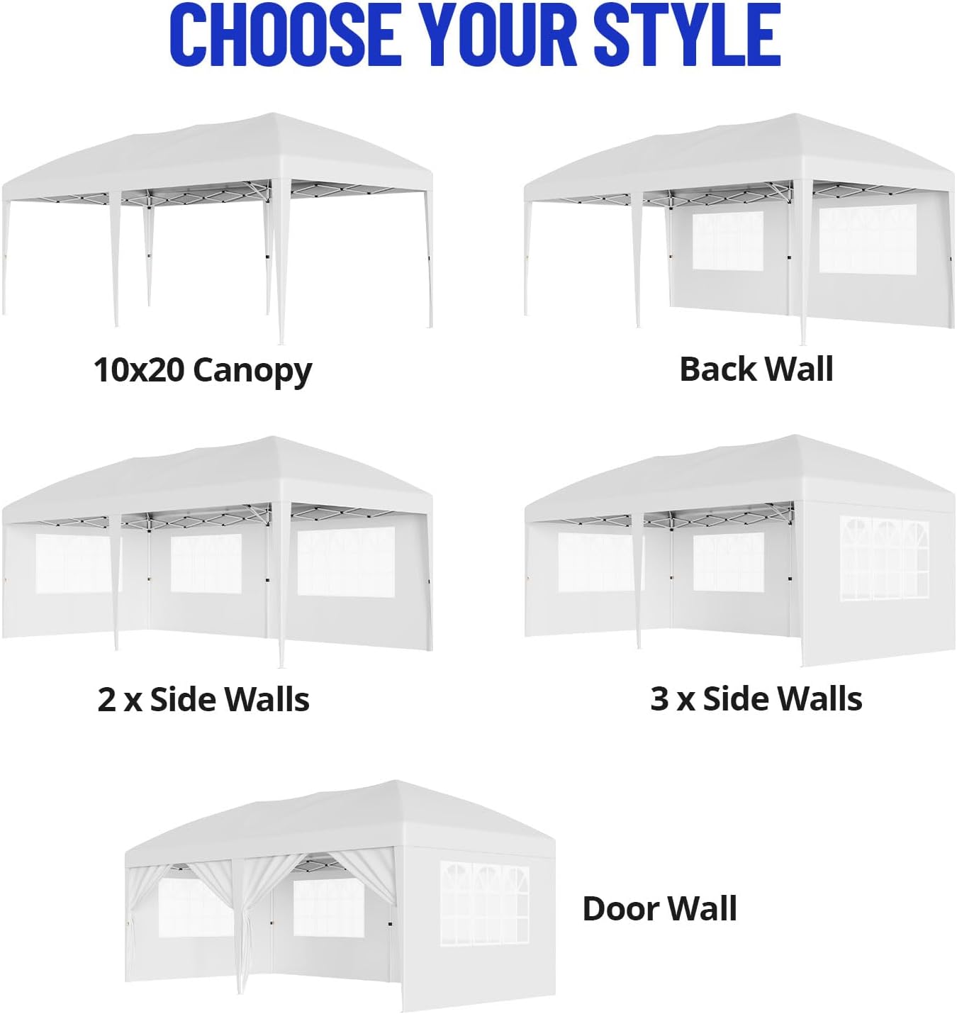 10x20 Pop Up Canopy Tent with 6 Sidewalls Waterproof Outdoor Party Tent Canopy Tents with Adjustable Height Commercial Event Gazebo for Backyard Wedding, Parties