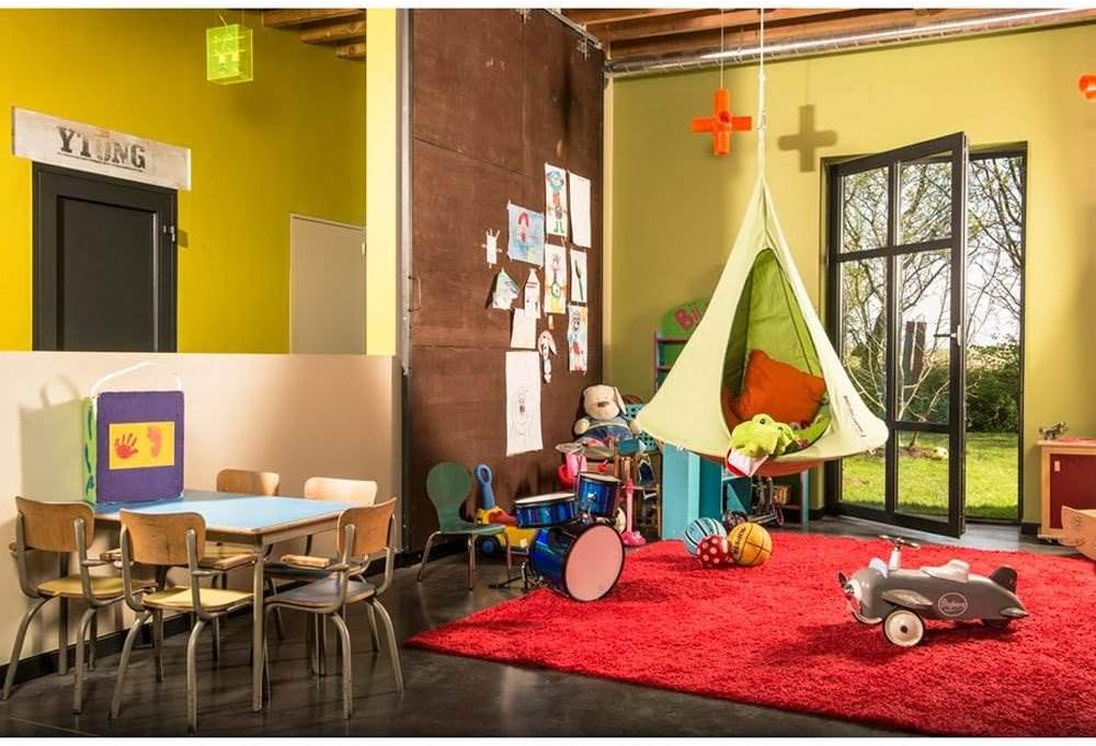 Cacoon Hanging Chair for Kids - Weight Capacity 220Lbs - Outdoor and Indoor Use - Hanging Kit Included - Aluminum Ring for Durability (Mango)