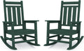 KINGYES Oversized Outdoor Rocking Chair Set of 2, All-Weather Patio Rocking Chairs for Porch, HDPE Outdoor Patio Rockers with High Back & Wide Seat for Garden, Lawn, Green