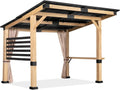 Joyside Cedar Wood Gazebo - 10 ft. x 12 ft. Patio Gazebo with Cedar Frame and Metal Steel Roof Panels, Hardtop for Lawn Deck and Parties