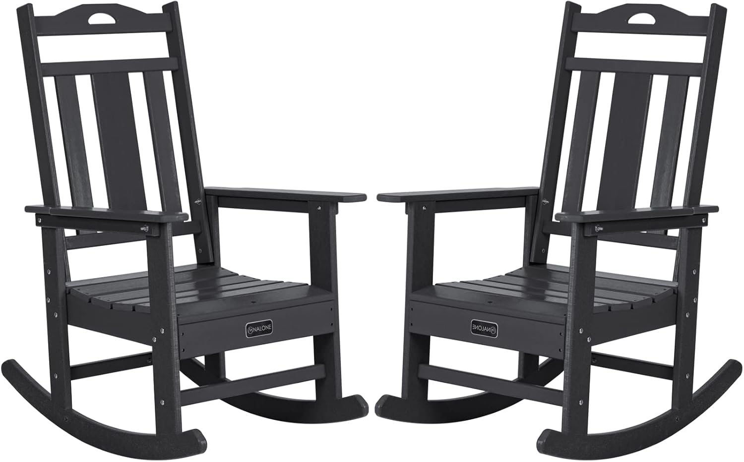 nalone Outdoor Rocking Chairs Set of 2, HDPE All Weather Resistant Rocking Chair for Porch, Oversized Patio Rocker Chair for Adult, Outdoor Rockers for Garden Lawn