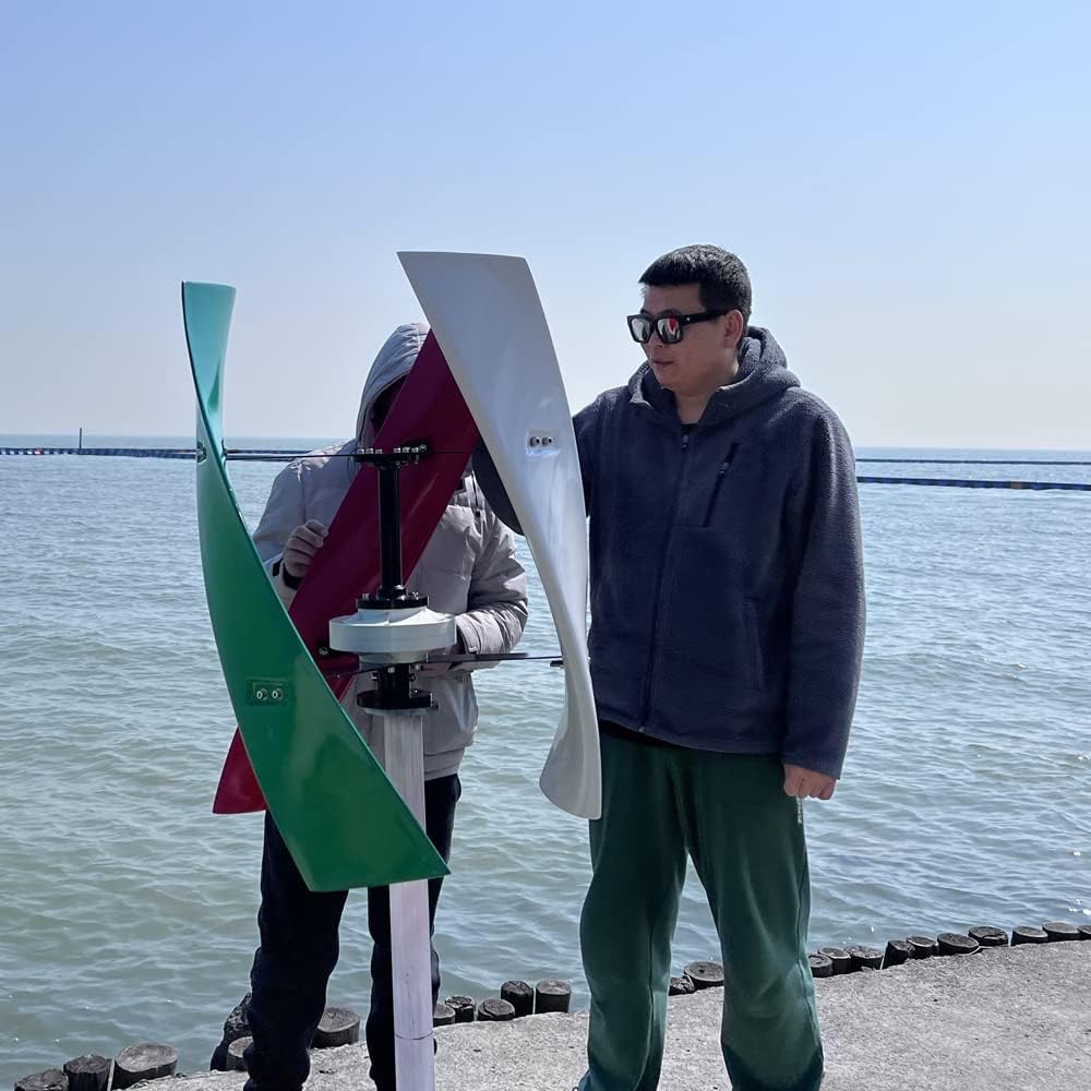 1000W 24V Wind Turbine Generator VAWT 3 Blades Vertical Axis Wind Turbine Kit 1KW Wind Power Generator with MPPT Controller for Home Industrial Camping Boat Use