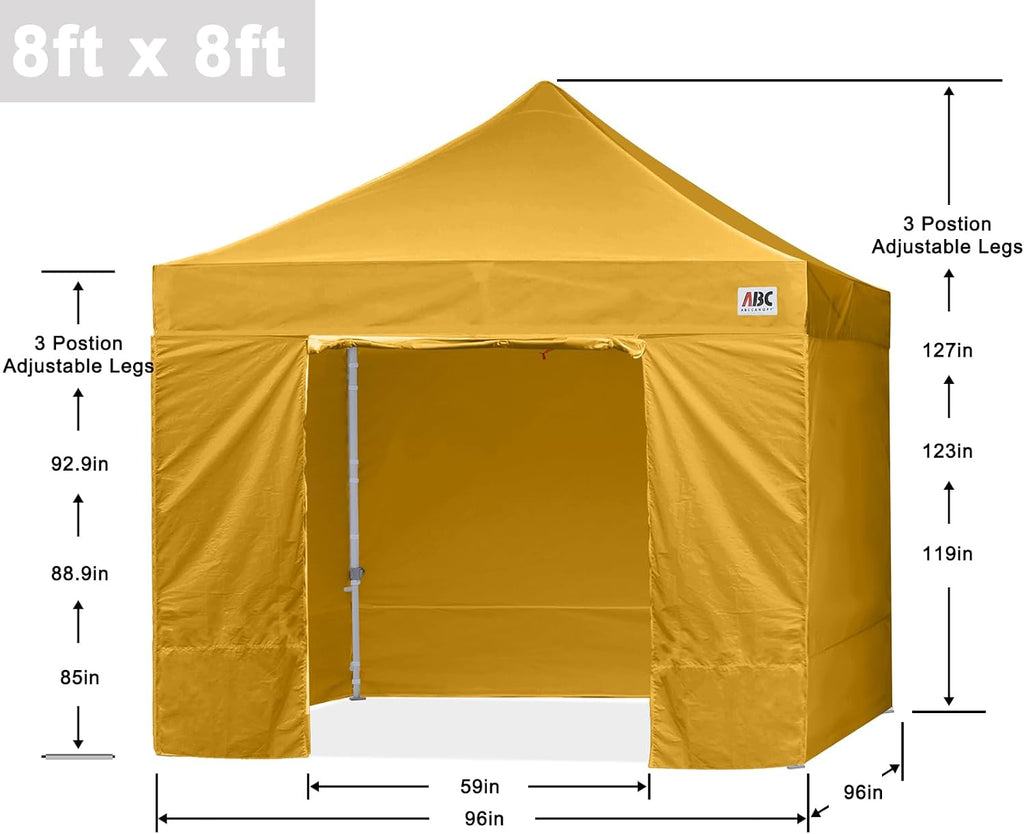 ABCCANOPY Easy Pop Up Canopy Tent with Sidewalls 8X8 Commercial -Series, Light Gold
