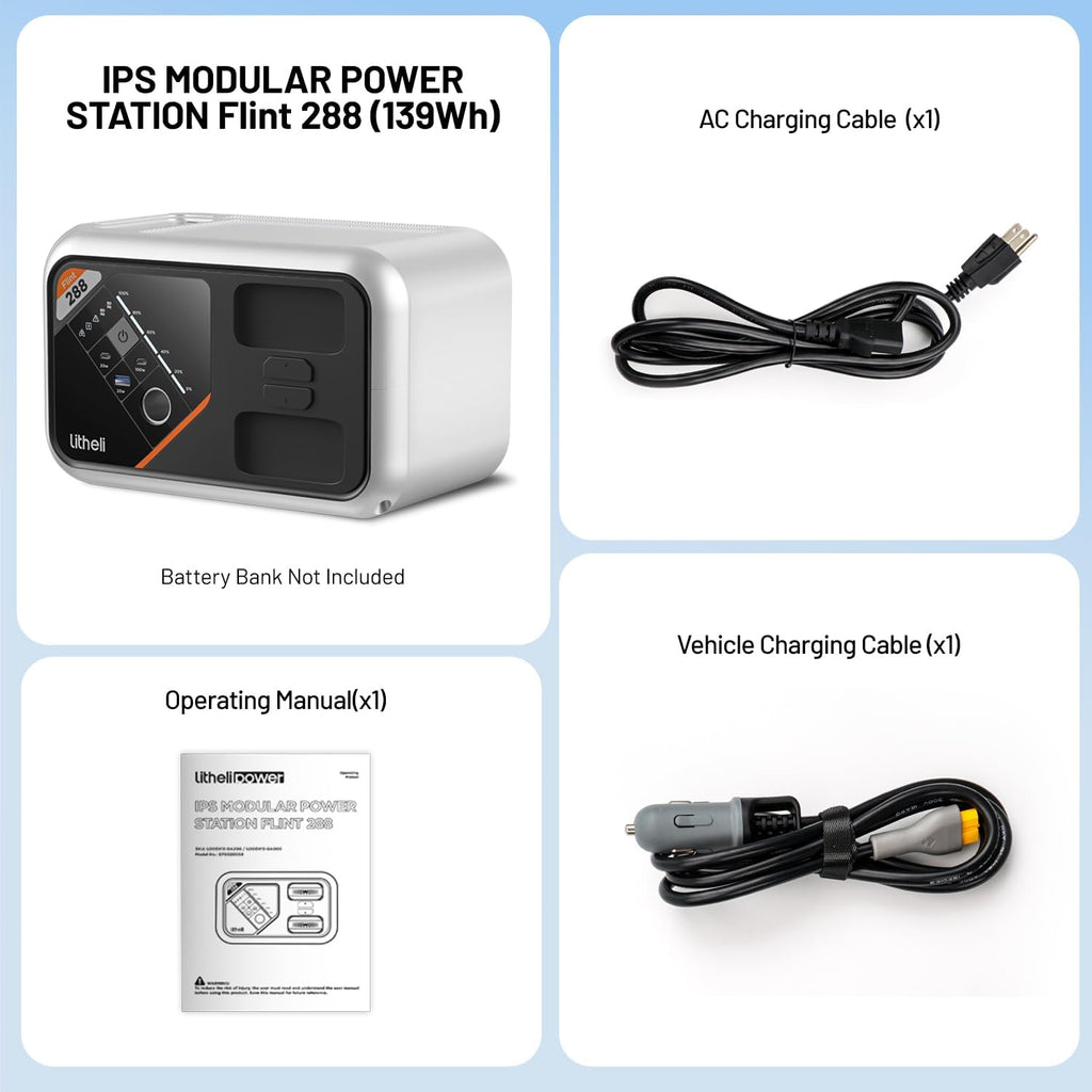Litheli 288 Series Portable Power Station 139Wh Camping Lithium Battery Solar Generator, 300W AC/100W USB-C Outlets, 0-95% in 50Min, Power Bank(Solar Panel Optional) for Home Outdoor Emergency RV Van