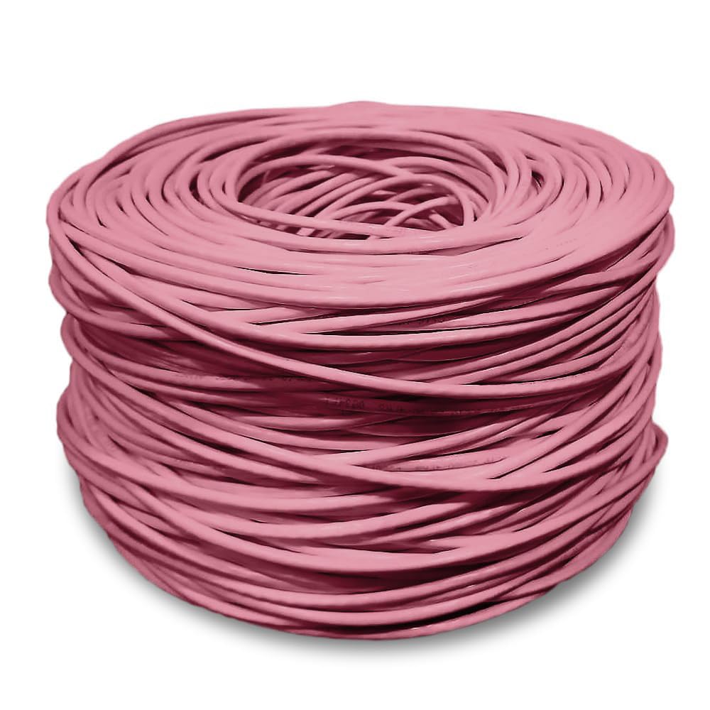 Dripstone CAT6 Ethernet Cable 1000ft Bulk Network LAN Wire 23AWG Solid UTP 550MHz High-Speed Internet Cable Gaming, Streaming, Office, Home Use, Pull Box, Cat6 Bulk, Stable Connectivity - Pink