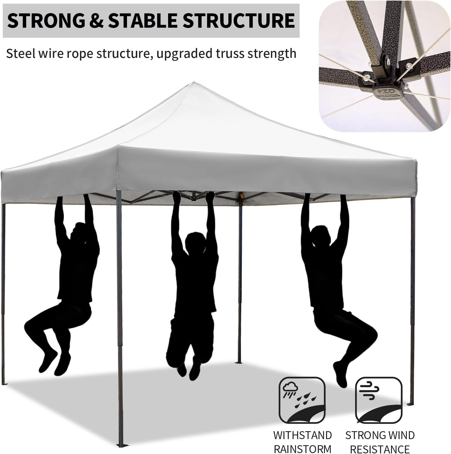 10x10 Pop up Canopy Tent with Awning Easy up Canopy with Wheel Bag Heavy Duty Waterproof Canopy Commercial Gazebo Tent for Outdoors Parties Vendors (Light Grey)