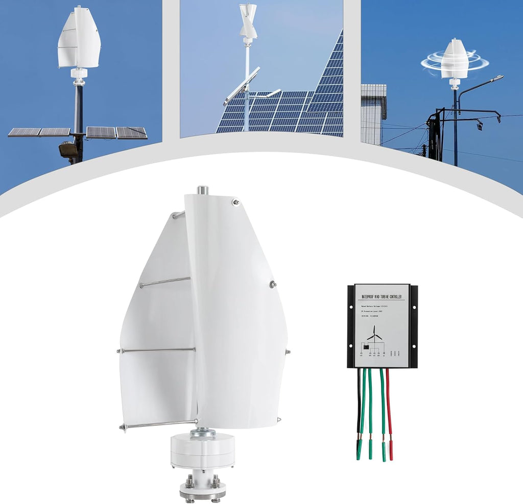 Wind Generator, 100W 12V Vertical Wind Turbine Generator Vertical Axis Wind Turbine Vertical Wind Generators Kit Wind Power Generators w/Controller for Home, Business, Ships