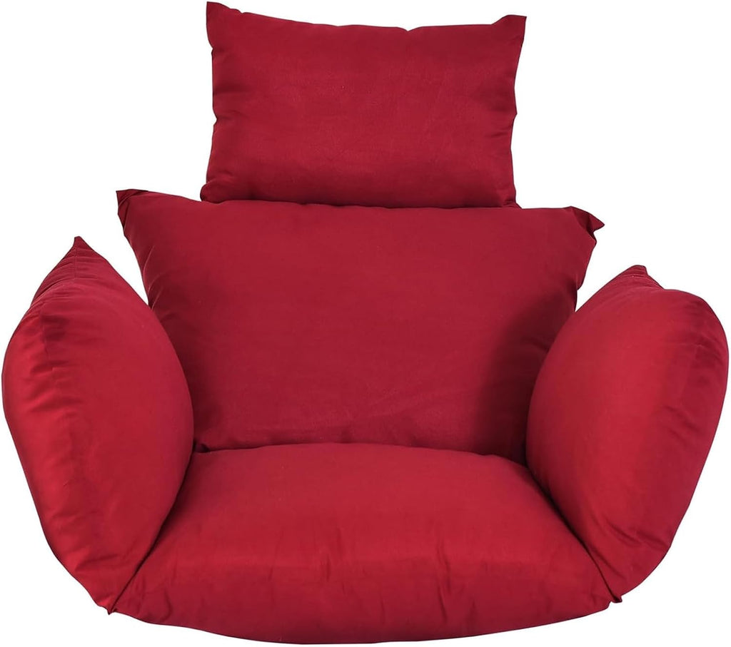 Hanging Chair Rocking Rattan Swing Seat Cushion for Outdoor Garden Hanging Basket Hanging Egg Chair Cushion Pad Replacement Cushion(Red)