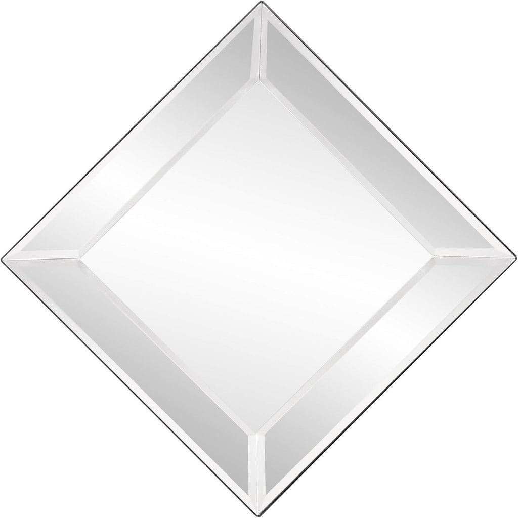 Howard Elliott Collection Vogue Inward Rectangular Hanging Wall Mirror, Large Silver Decorative Wall Mounted Vanity Mirror with Glass Frame for Bedroom, Living Room & Entryway, 24 x 24 Inch