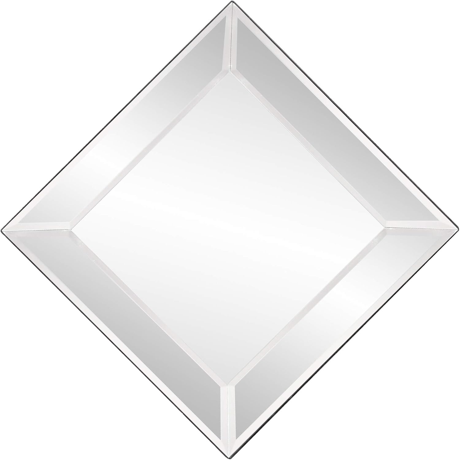 Howard Elliott Collection Vogue Inward Rectangular Hanging Wall Mirror, Large Silver Decorative Wall Mounted Vanity Mirror with Glass Frame for Bedroom, Living Room & Entryway, 24 x 24 Inch