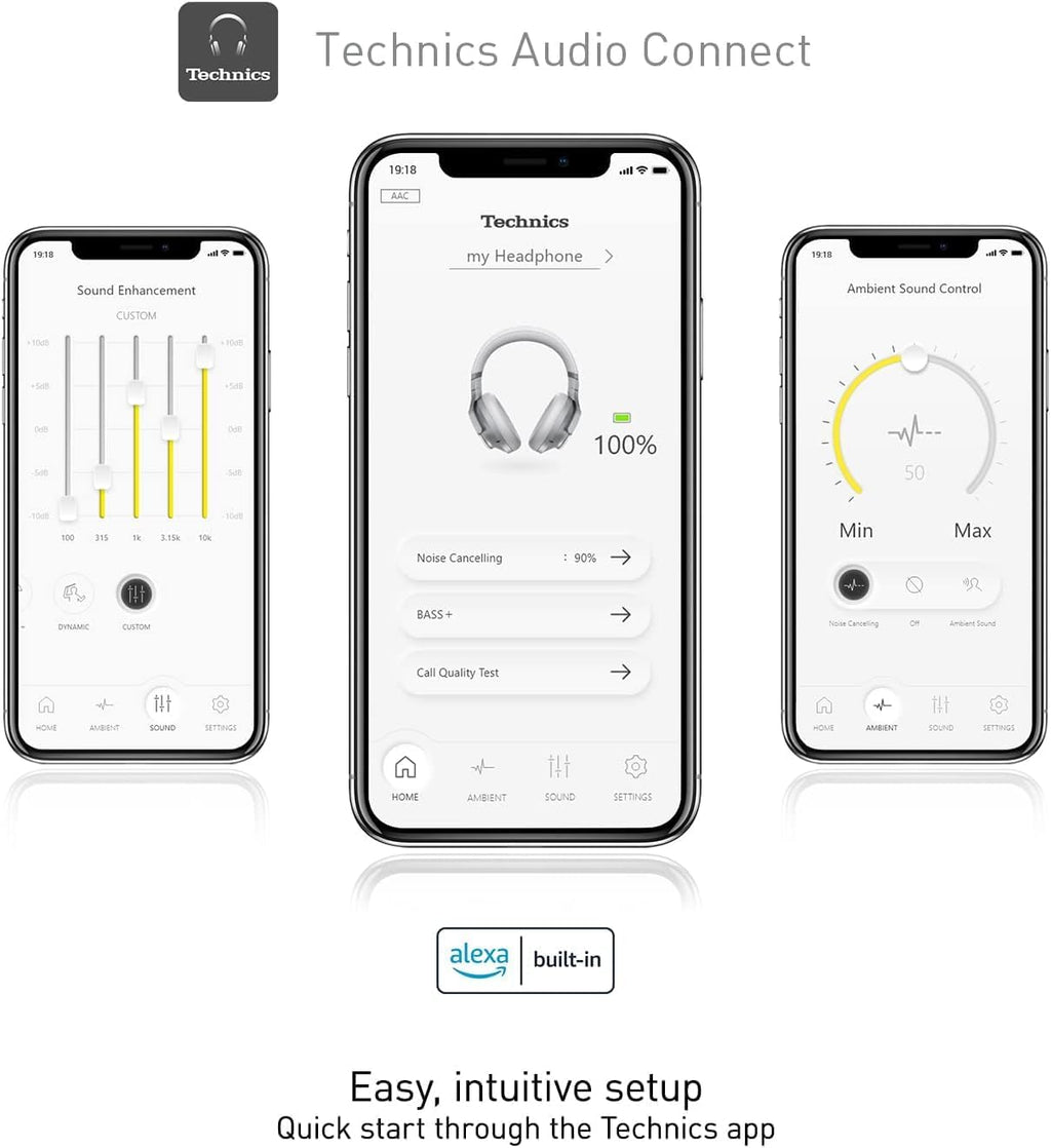 Technics - Wireless Noise Cancelling Over-Ear Headphones with 2 Device Multipoint Connectivity - EAH-A800-S Silver