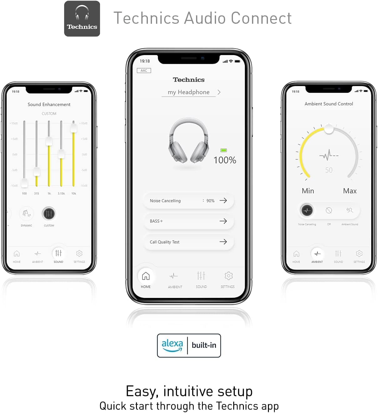 Technics - Wireless Noise Cancelling Over-Ear Headphones with 2 Device Multipoint Connectivity - EAH-A800-S Silver