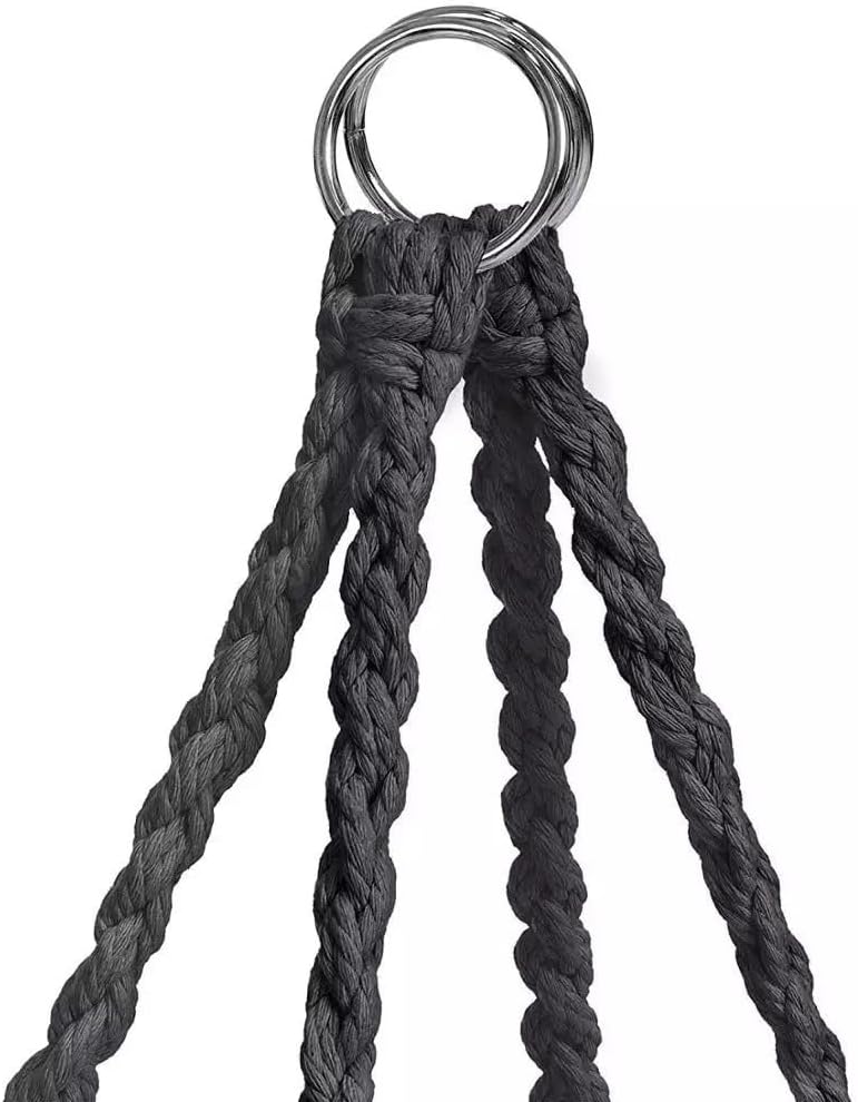 Hanging Swinging Chair, Macrame Hammock Hanging Swinging Chairs with Soft Cushions and Hardware Accessories, Hanging Chair for Indoor and Outdoor Use, 3 Installation Methods, Beige (3, Black)