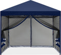 MASTERCANOPY Pop-Up Easy Setup Outdoor Canopy with Netting Screen Walls (8x8, Navy Blue)