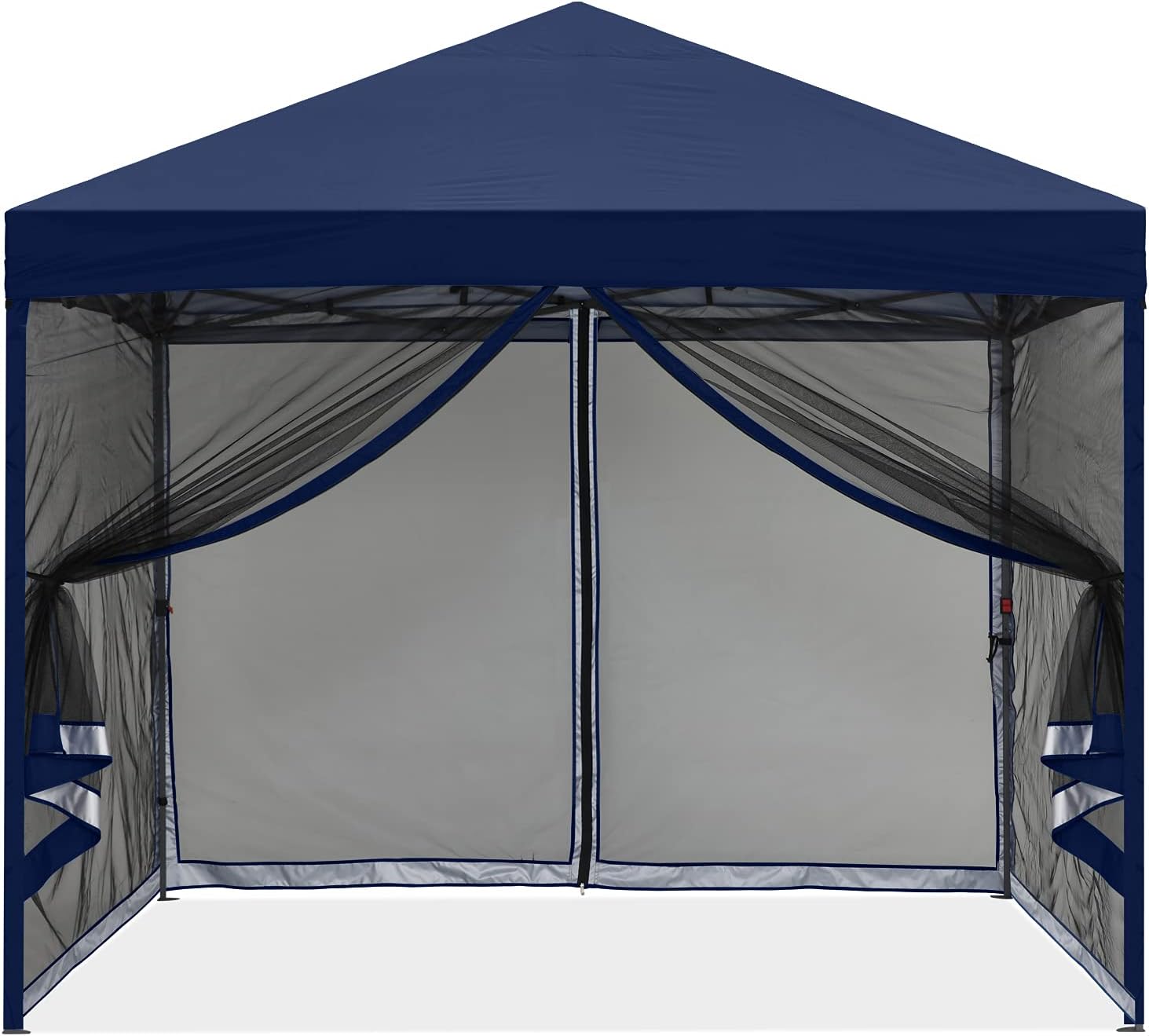 MASTERCANOPY Pop-Up Easy Setup Outdoor Canopy with Netting Screen Walls (8x8, Navy Blue)
