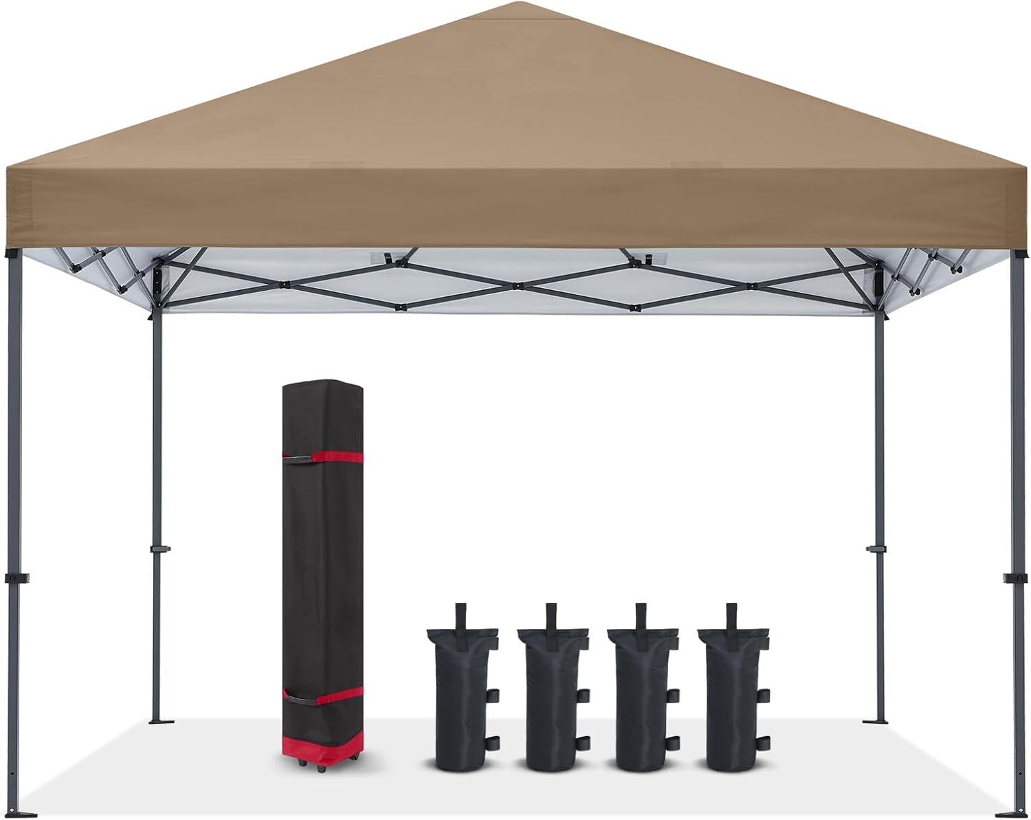 COOSHADE Durable Easy Pop Up Canopy Tent 12x12Ft(Khaki)