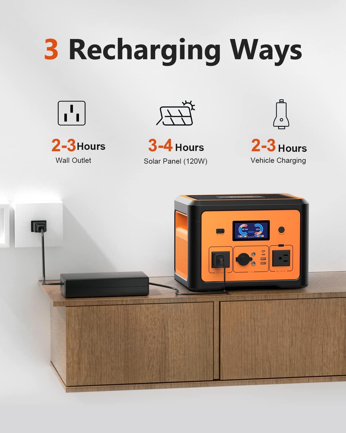Portable Power Station 600W(Peak 1800W), Solar Generator with 384WH LiFePO4 Battery, 10 Outputs & UPS Battery Backup, Generators for Home Use, Camping, Emergency Power Outage, RV, CPAP