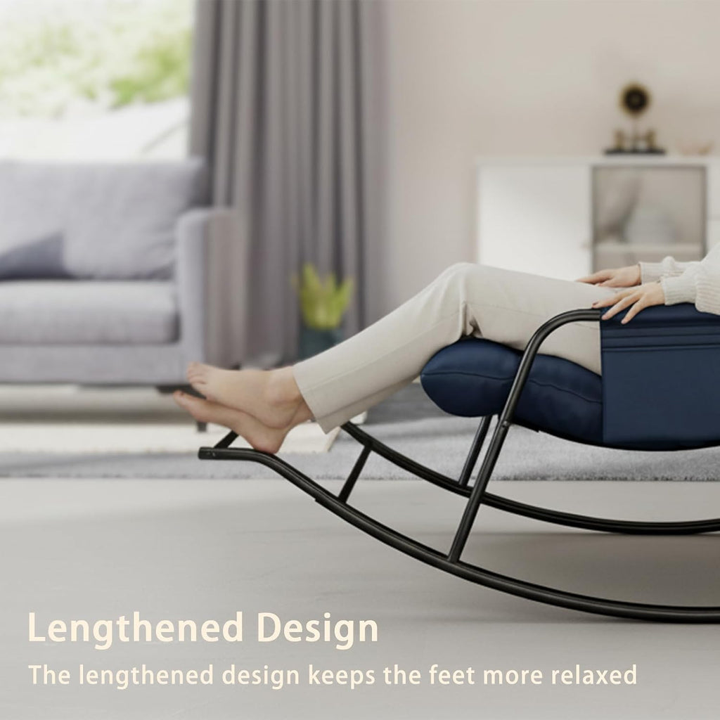 Oversized Indoor Rocking Chair, Plush Papasan Chair with Comfy Padded Cushions & Side Pocket, for Patio Garden, Porch, Lounge, Outdoor, Navy