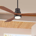 Casa Vieja 52' Delta-Wing DC Modern 3 Blade Indoor Outdoor Ceiling Fan with LED Light Remote Control Solid Wood Oil Rubbed Bronze Damp Rated for Patio Exterior House Porch Gazebo Garage - 6' Downrod