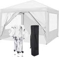 COBIZI 10'x10' Pop Up Canopy Tent Straight Leg Commercial Instant Canopy Pop Up Canopy with Sidewalls Outdoor Sun Shade Event Tent for Camping Garden Party Beach, Canopy Bags x1, (Off White)