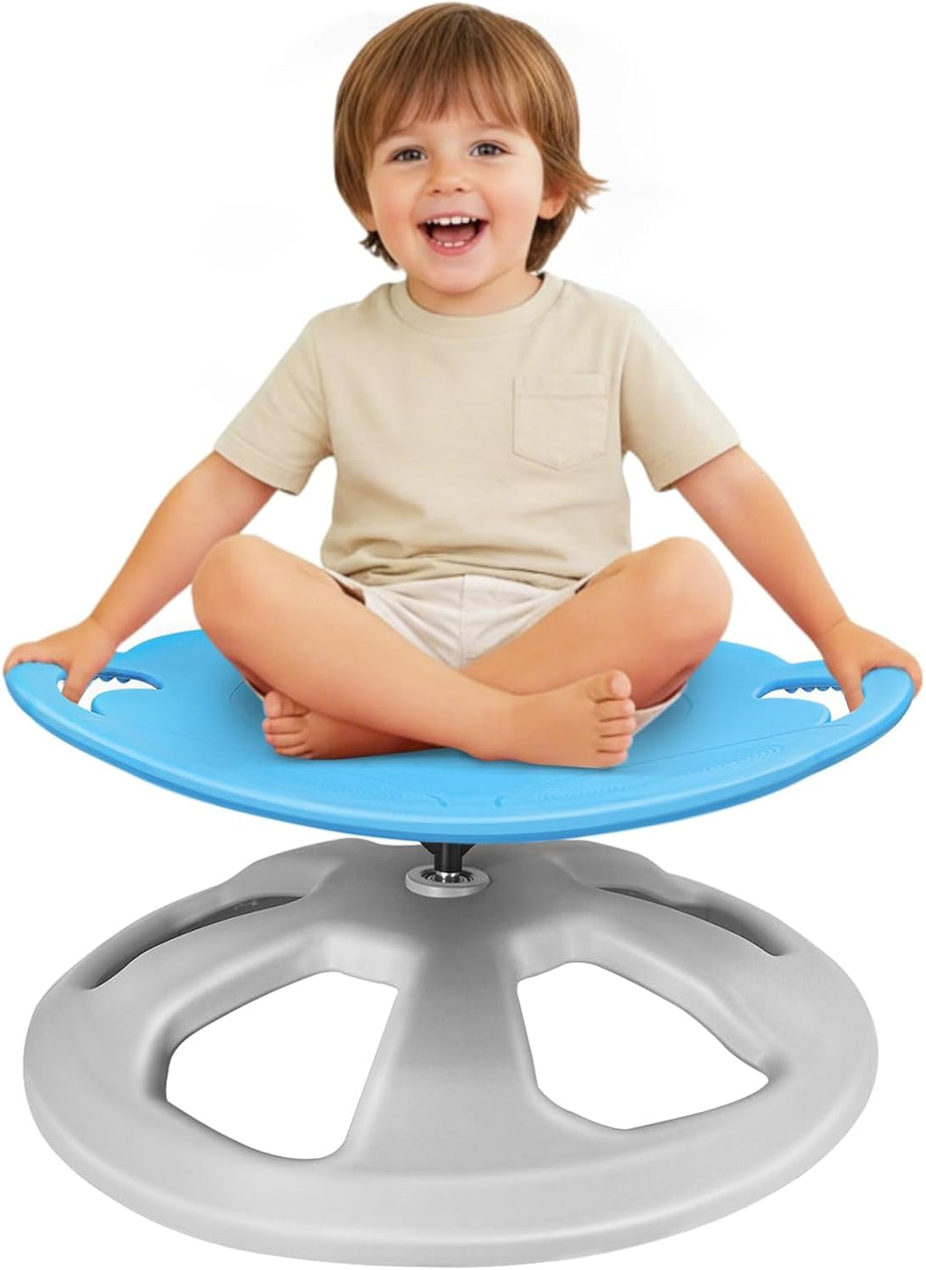 Zhenx Spinning Chair for Autistic Kids with Handles - 220LBS Capacity Sensory Swivel Seat - Sensory Toy for Teens with ADHD/Autism - Sit and Spin Calming Gift to Improve Focus & Body Balance (Blue)