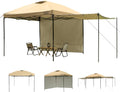 KAMPKEEPER 10x10 Easy Pop Up Canopy Tent with Sidewalls, Instant Outdoor Shade Shelter with Removable 10FT Sun Walls, Quick Setup Waterproof and UV-Resistant for Patio (Khaki, 10x10FT with 2 sidewall)