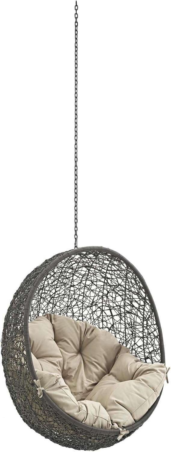 Modway Hide Outdoor Patio Swing Chair Without Stand, Gray Beige