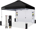 CROWN SHADES Canopy Tent, 10 x 10 Foot Portable Pop Up Outdoor Shelter with Pocket Sidewall, Push Center Lock, UV Protection, and Carry Bag, Black