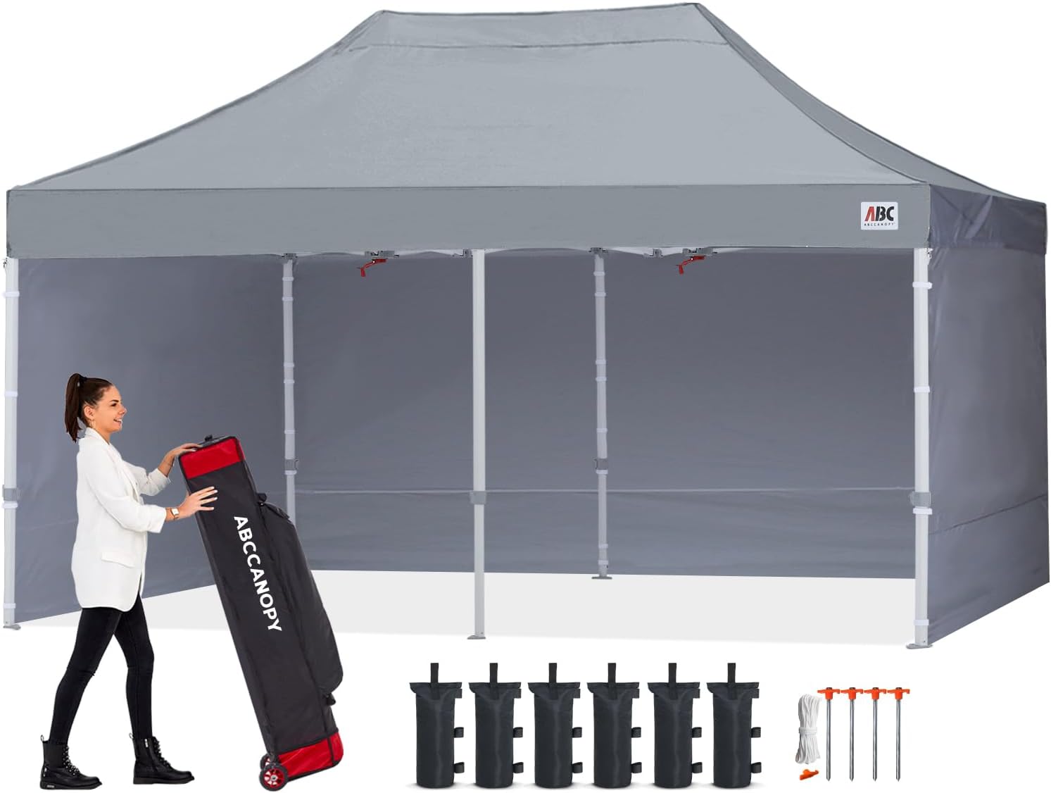 ABCCANOPY Easy Pop Up Canopy Tent with Sidewalls 10X20 Commercial -Series,Gray