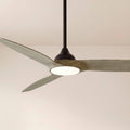 Casa Vieja 56' Olympia Modern 3 Blade Outdoor Ceiling Fan with LED Light Remote Control Matte Black Light Wood Damp Rated for Patio Exterior House Home Porch Gazebo Garage Barn