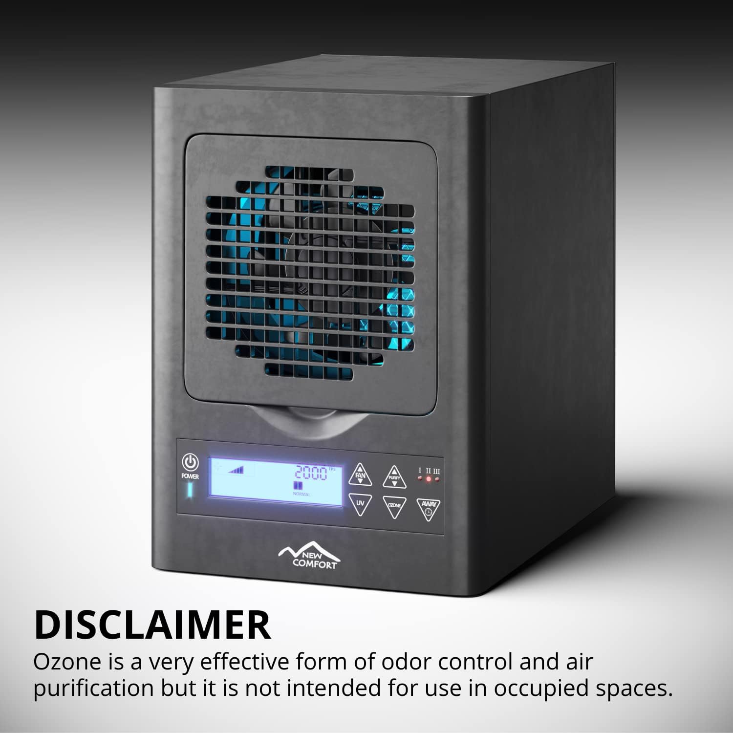 BL3000 Ozone Air Purifier - 6-Stage UV, HEPA, and Ozone removes smoke, food and other odors fast. Adjustable fan, ionizer and charcoal air purification for home & office odor eliminator