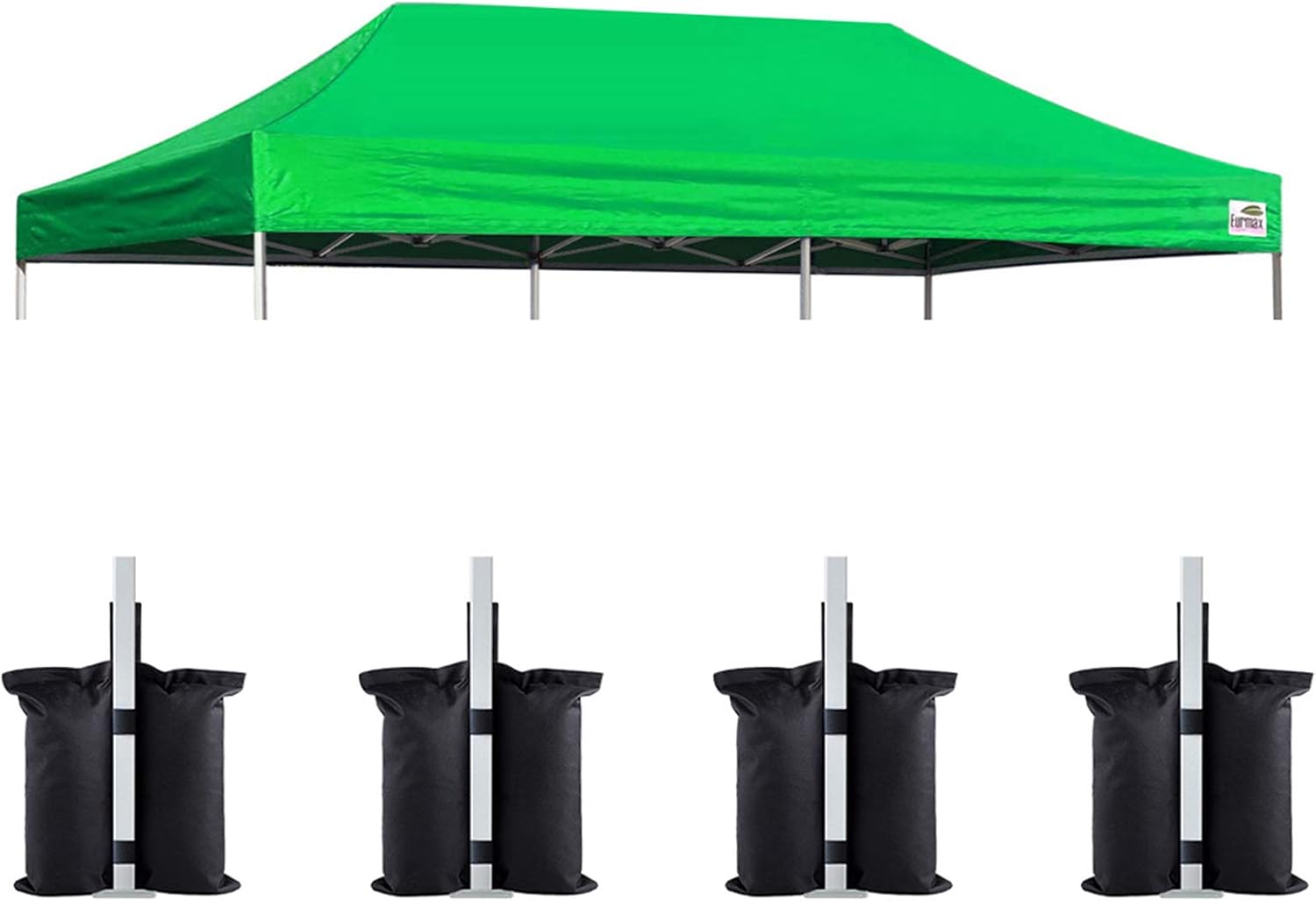 Eurmax USA 10x20 Pop Up Canopy Replacement Top,Universal Instant Canopy Cover ONLY,Heavy Duty UPF 50+ UV Protection,Water & Wind Resistant Tarp,30+ Colors Available,Bonus 4 Sand Bags (Kelly Green)