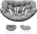 Thickened Waterproof Papasan Rocking Chair Cushion – 6.3'' Patio Egg Chair Pad with Ties, Outdoor/Indoor Rattan Hammock Chair Cushion for Porch, Garden, Balcony (Only Cushion) (French Grey)