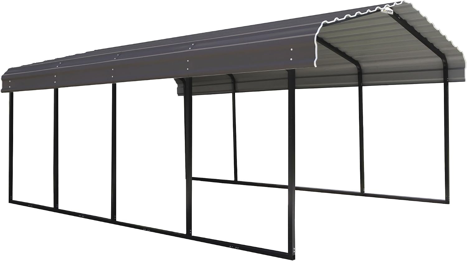 Arrow Carports Full-Size Galvanized Steel Carport Kit, Wind and Snow Rated, Corrosion-Resistant Powder-Coated Metal Frame for Vehicles, Boats, Equipment, and Storage, 12' x 20' x 7', Gunmetal