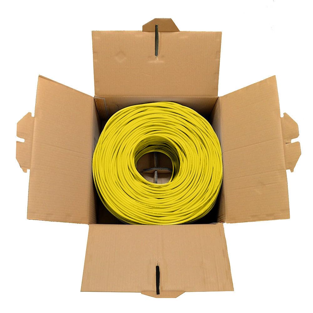 Dripstone CAT6 Ethernet Cable 1000ft Bulk Network LAN Wire 23AWG Solid UTP 550MHz High-Speed Internet Cable Gaming, Streaming, Office, Home Use, Pull Box, Cat6 Bulk, Stable Connectivity - Yellow