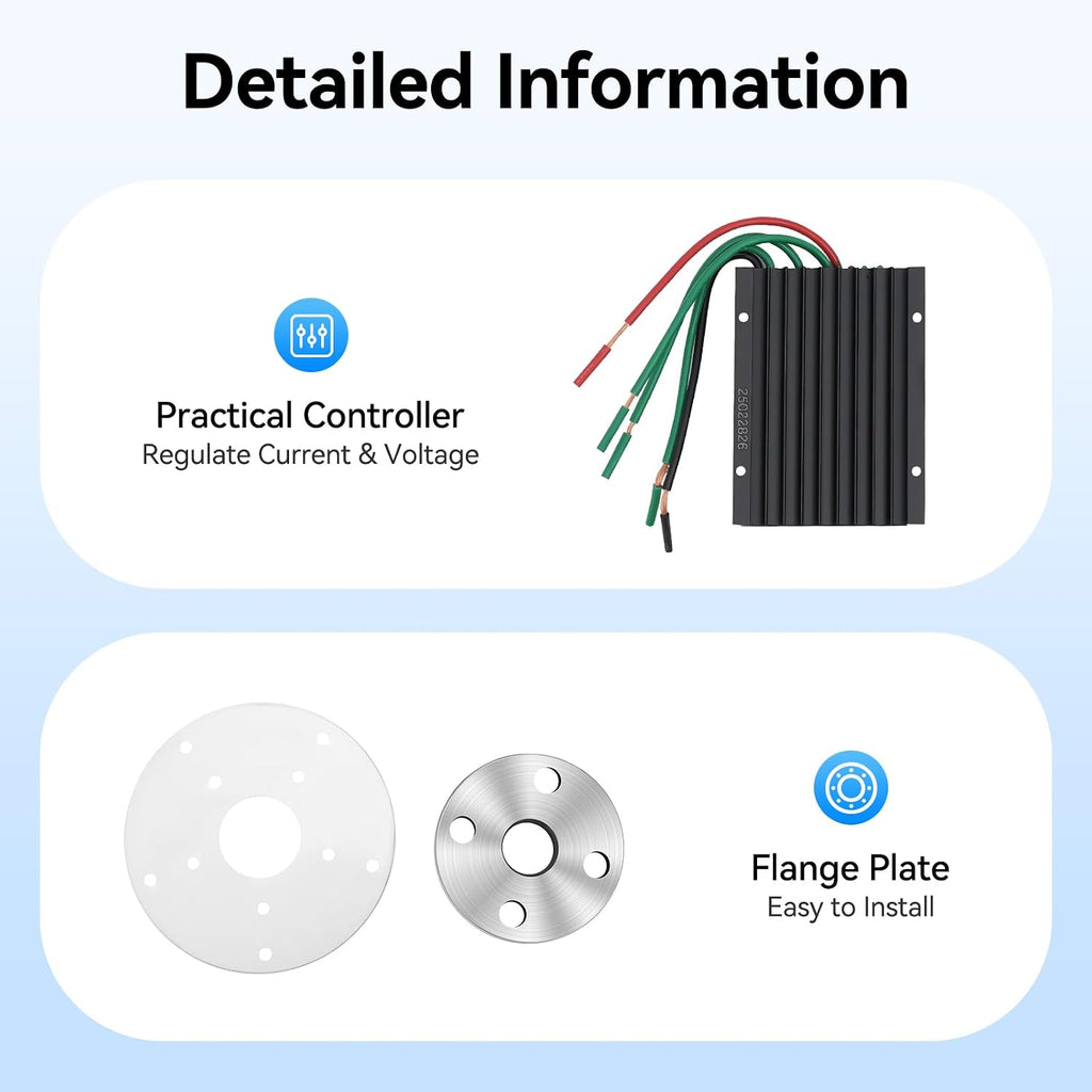 600W Wind Turbine Generators Kit, 24V 5 Blades Vertical Axis Wind Power with Controller, 5 Blades Lantern Motor Vertical Axis Windmill for Home, Camping, -40～80℃ Working Temperature