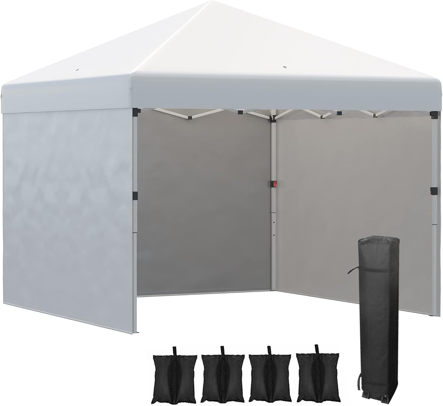 Outsunny 10' x 10' Pop Up Canopy Tent with 3 Sidewalls, Leg Weight Bags and Carry Bag, Height Adjustable, Instant Party Tent Event Shelter Gazebo for Garden, Patio, Cream