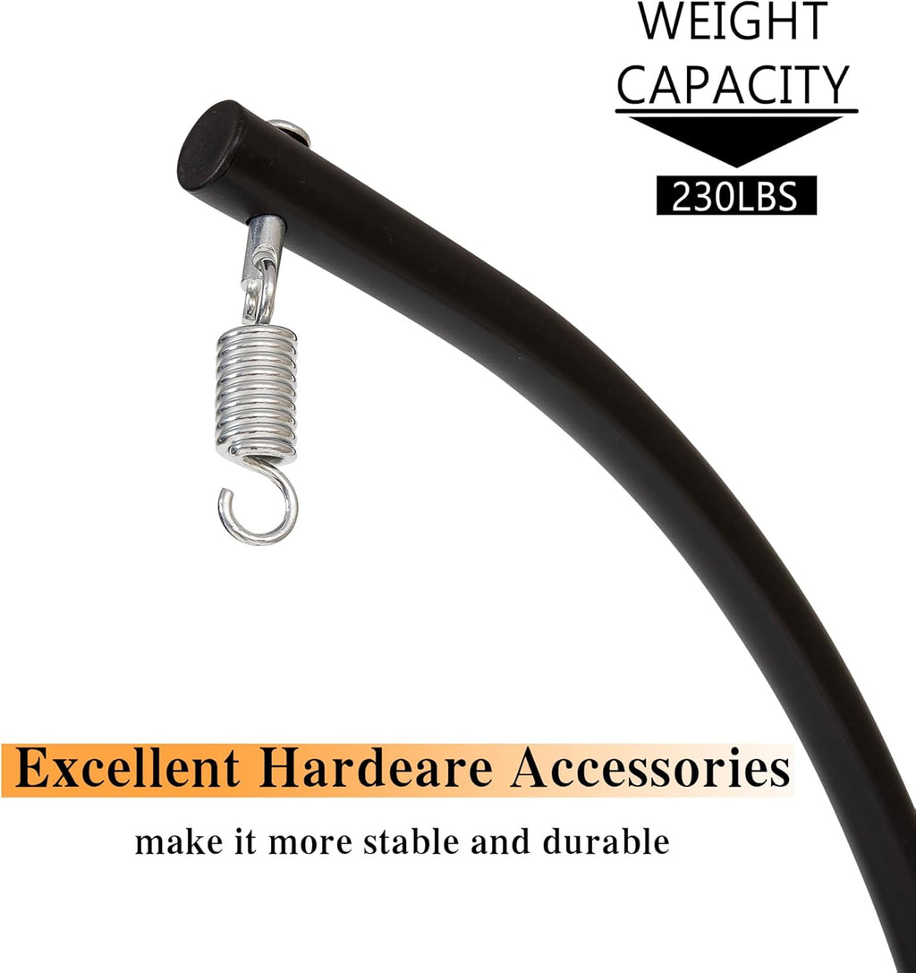 Round Base Heavy Duty Hanging Stand - Powder Coated Hammock Stand for Hammock Chair, Indoor and Outdoor (Black)