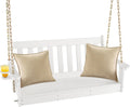 Tangkula 2 Person Hanging Porch Swing, Outdoor Bench Swing with Adjustable Chains, Hidden Cup Holder, HDPE Tree Swing Chair for Patio Backyard Deck Garden, 54 Inch