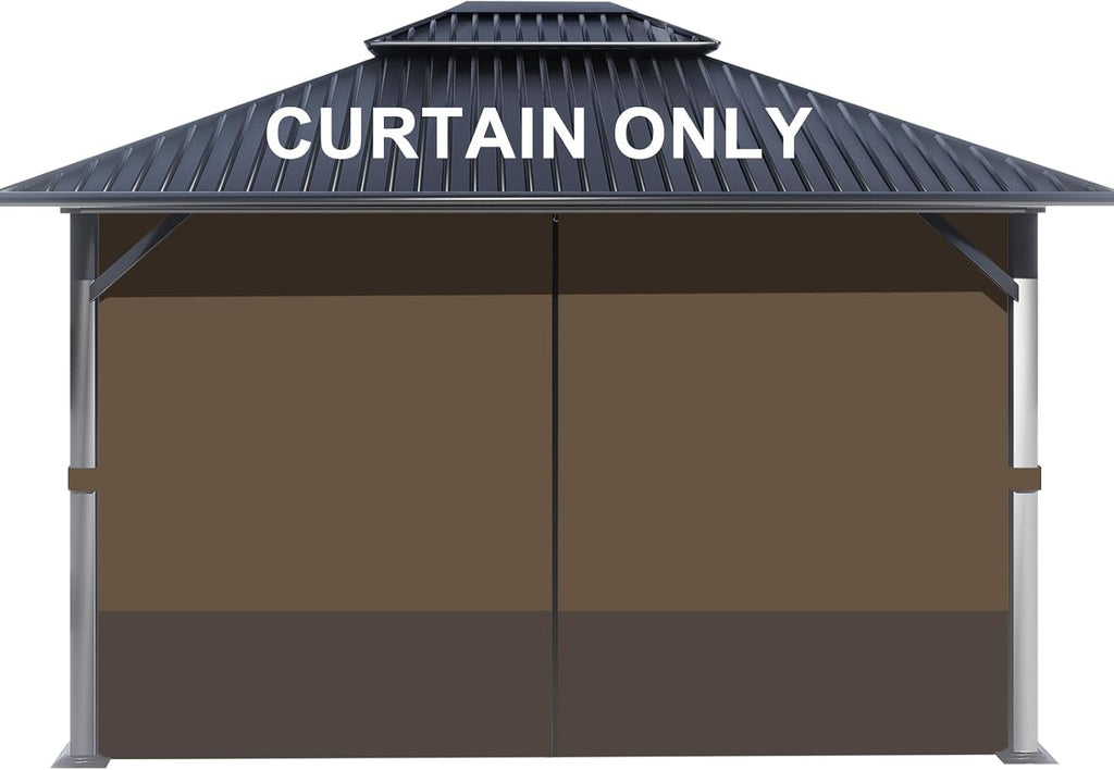 BPS 12' x 16' Gazebo Privacy Curtains with Double Zipper, 4-Panels Side Wall Universal Gazebo Side Panels Replacement for Patio, Outdoor Canopy, Garden and Backyard (Curtain Only)
