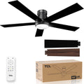 TCL 52' Black Ceiling Fan with Light and Remote, Modern LED 3-Color, 3CCT, Quiet Motor for Bedroom, Living Room, Dining Room, Ceiling Fans with Lights (Black)
